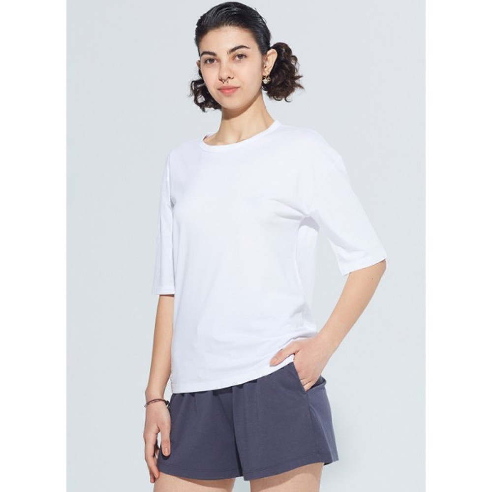 Comm-Ci Edna Unisex Bisiklet Yaka Loose Fit Örme T-Shirt 1109 Bayan T-shirt Fiyatı