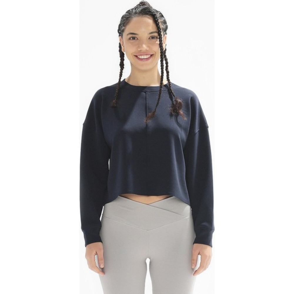 Comm-Ci Poe Bisiklet Yaka Örme Crop Sweatshirt 1067 Bayan Sweatshirt Fiyatı