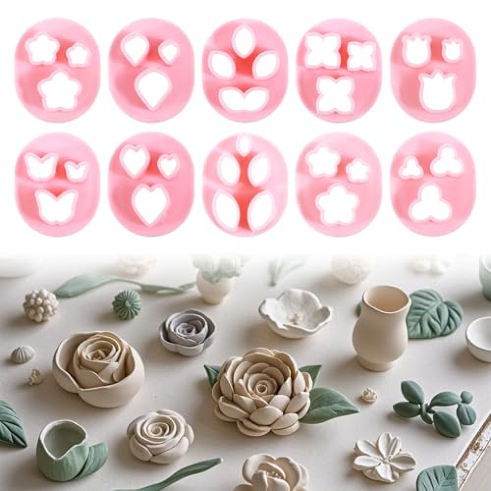 COMNICO Polymer Clay Cutters, 10Pcs Small Flower Petal Molds, Mini Tools for Floral Leaf and Butterfly Micro Cutters, Earrings Jewelry Making DIY Craft