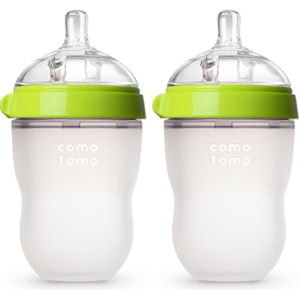 Comotomo Antikolik Silikon Biberon 2'li 250ML - Orta Akışlı (3-6 Ay) - Yeşil - 250 ml Biberon Fiyatı