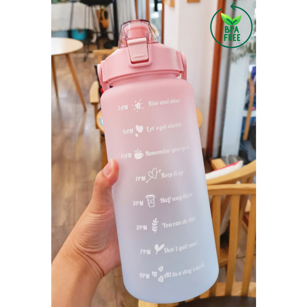 Comprox Motivasyonel Su Matarası Pipetli Stickerli Su Şişesi Suluk 2000ml (2lt) Bpa Içermez Spor Salonu Matara Fiyatı