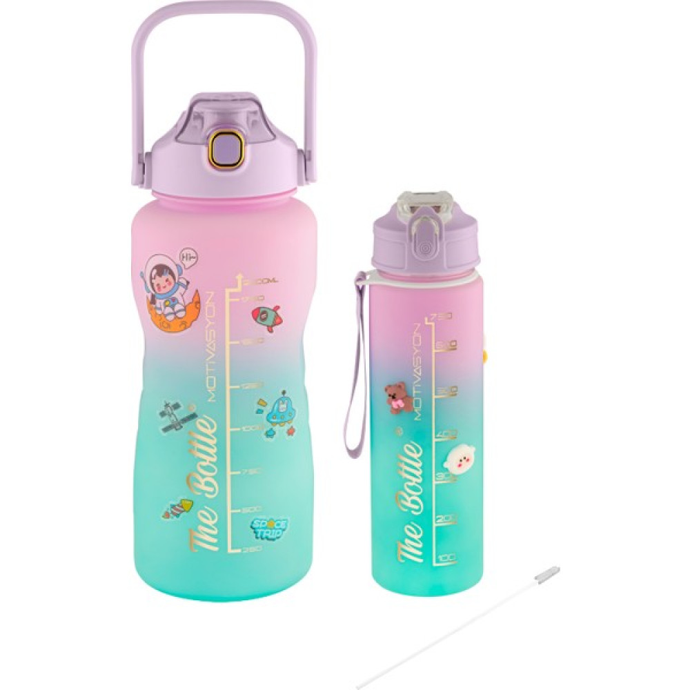 Comprox Premium Bpa Içermez 2li Motivasyonel 2 Litre Su Matarası + 750ml Matara Su Matarası,Su Şişesi,Suluk Suluk Fiyatı