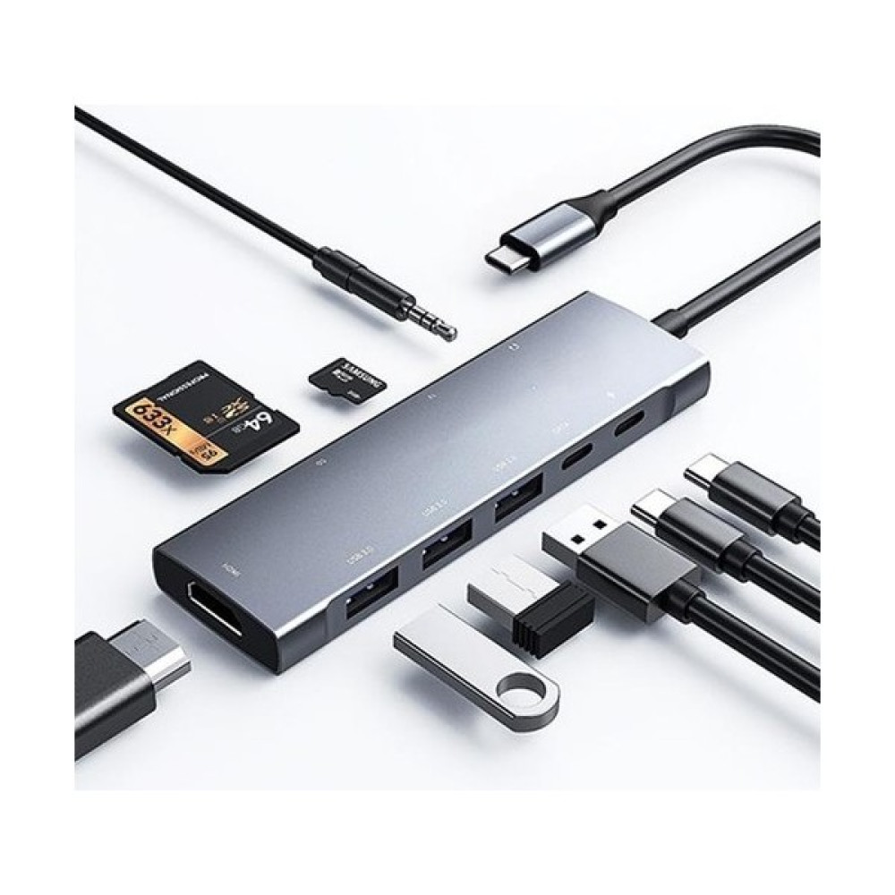 Comse 9 In1 Type C Hub 4K 30hz HDMI USB 3.0 Sd Pd Adaptör Çevirici Macbook Uyumlu - Gri Bilgisayar Çevirici ve Adaptörü Fiyatı