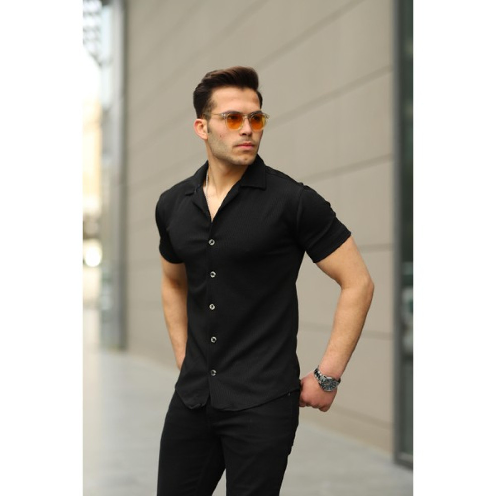 Comstarmoda Erkek Yazlık Likralı Slim Fit Gömlek Yaka Kısa Kollu Gömlek Erkek Gömlek Fiyatı