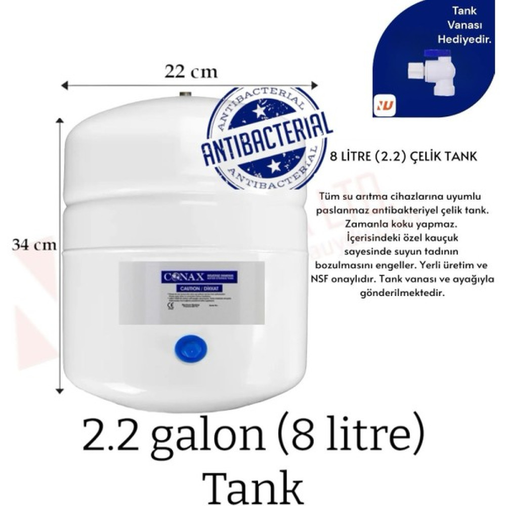 Conax Su Arıtma Tankı 8 Lt Tüm Cihazlara Uyumlu, Nsf Onaylı, Paslanmaz Çelik Tank Nalburiye & Hırdavat Fiyatı