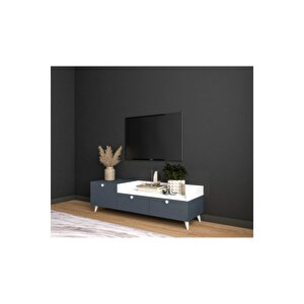 Conceptiva Easy Çift Renkli Tv Sehpası 140 Cm 3 Kapaklı Tv Ünitesi Antrasit-Beyaz Tv Ünitesi / Sehpası Fiyatı