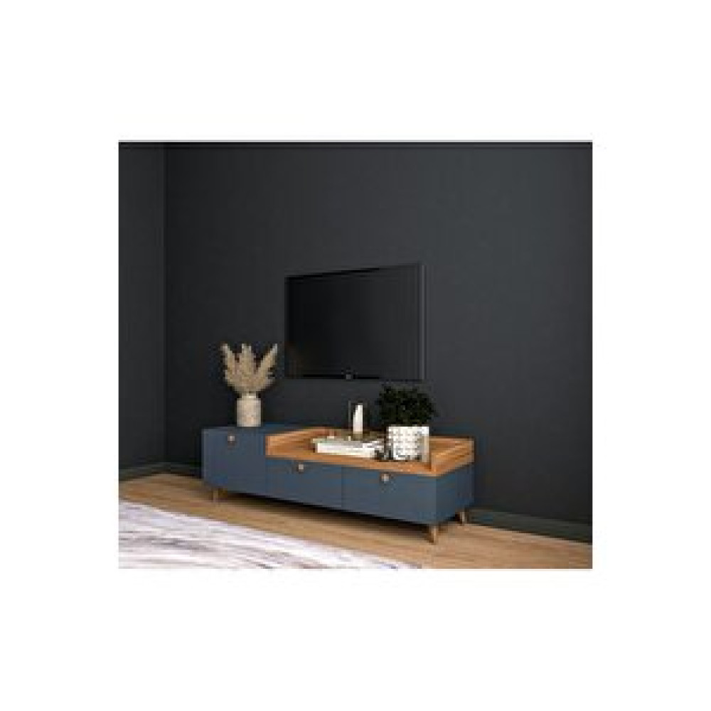Conceptiva Easy Çift Renkli Tv Sehpası 140 Cm 3 Kapaklı Tv Ünitesi Antrasit-Ceviz Tv Ünitesi / Sehpası Fiyatı