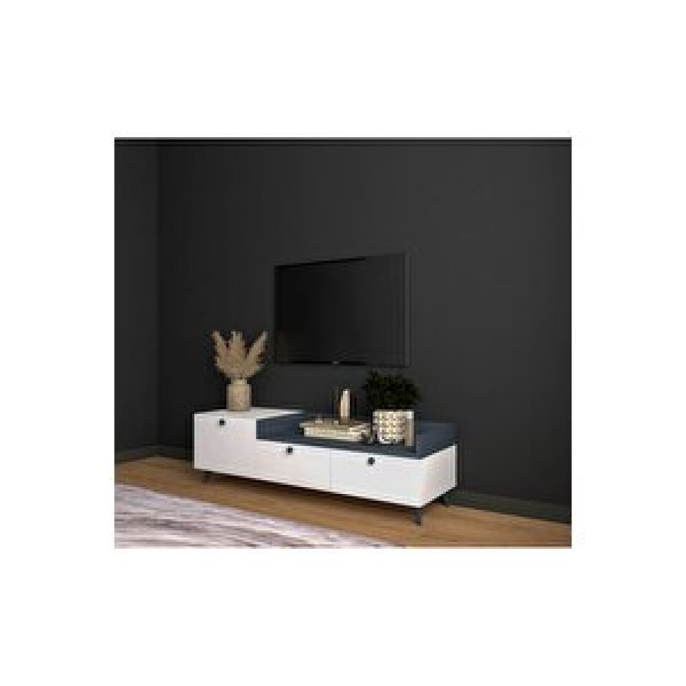 Conceptiva Easy Çift Renkli Tv Sehpası 140 Cm 3 Kapaklı Tv Ünitesi Beyaz-Antrasit Tv Ünitesi / Sehpası Fiyatı