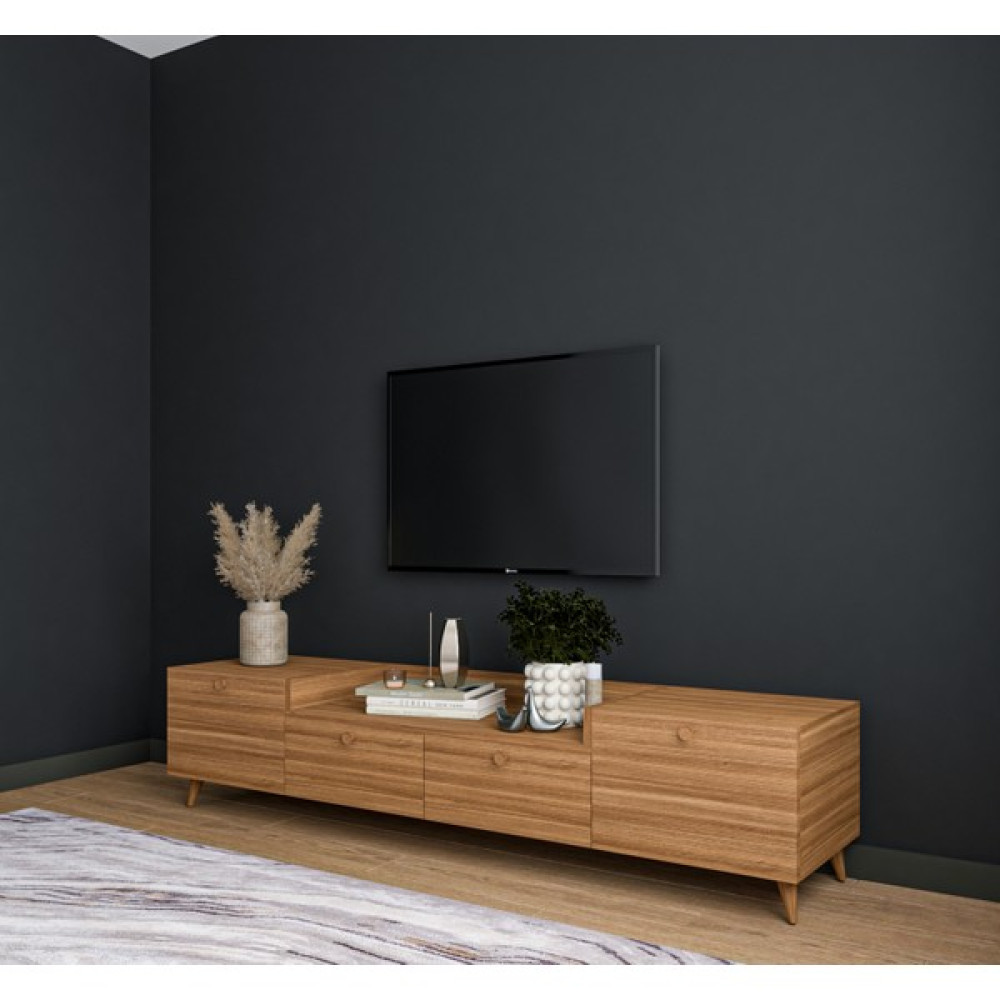 Conceptiva Leon Ceviz Tv Sehpası 160 cm 4 Kapaklı Tv Ünitesi Tv Ünitesi / Sehpası Fiyatı