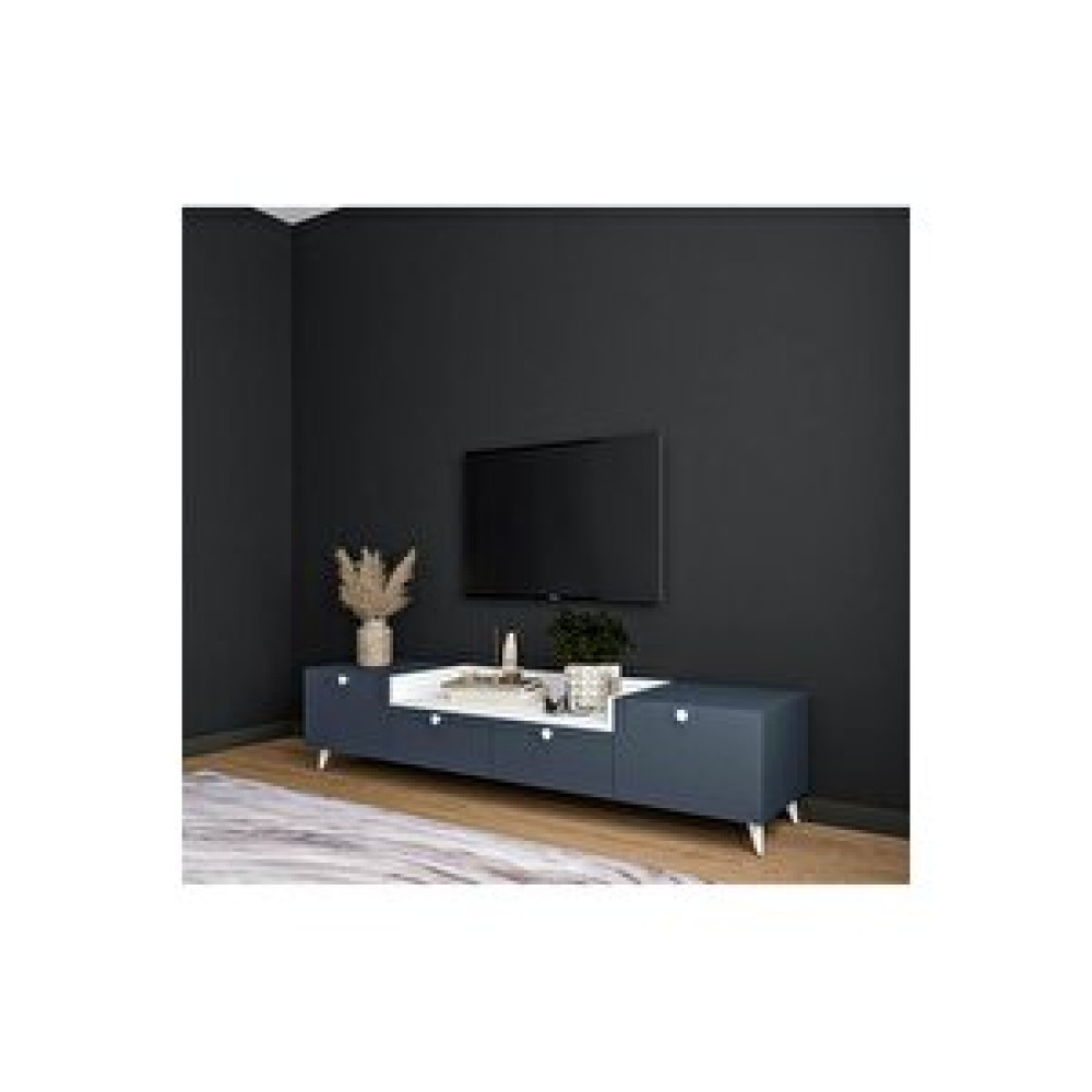 Conceptiva Leon Çift Renkli Tv Sehpası 160 Cm 4 Kapaklı Tv Ünitesi Antrasit-Beyaz Tv Ünitesi / Sehpası Fiyatı