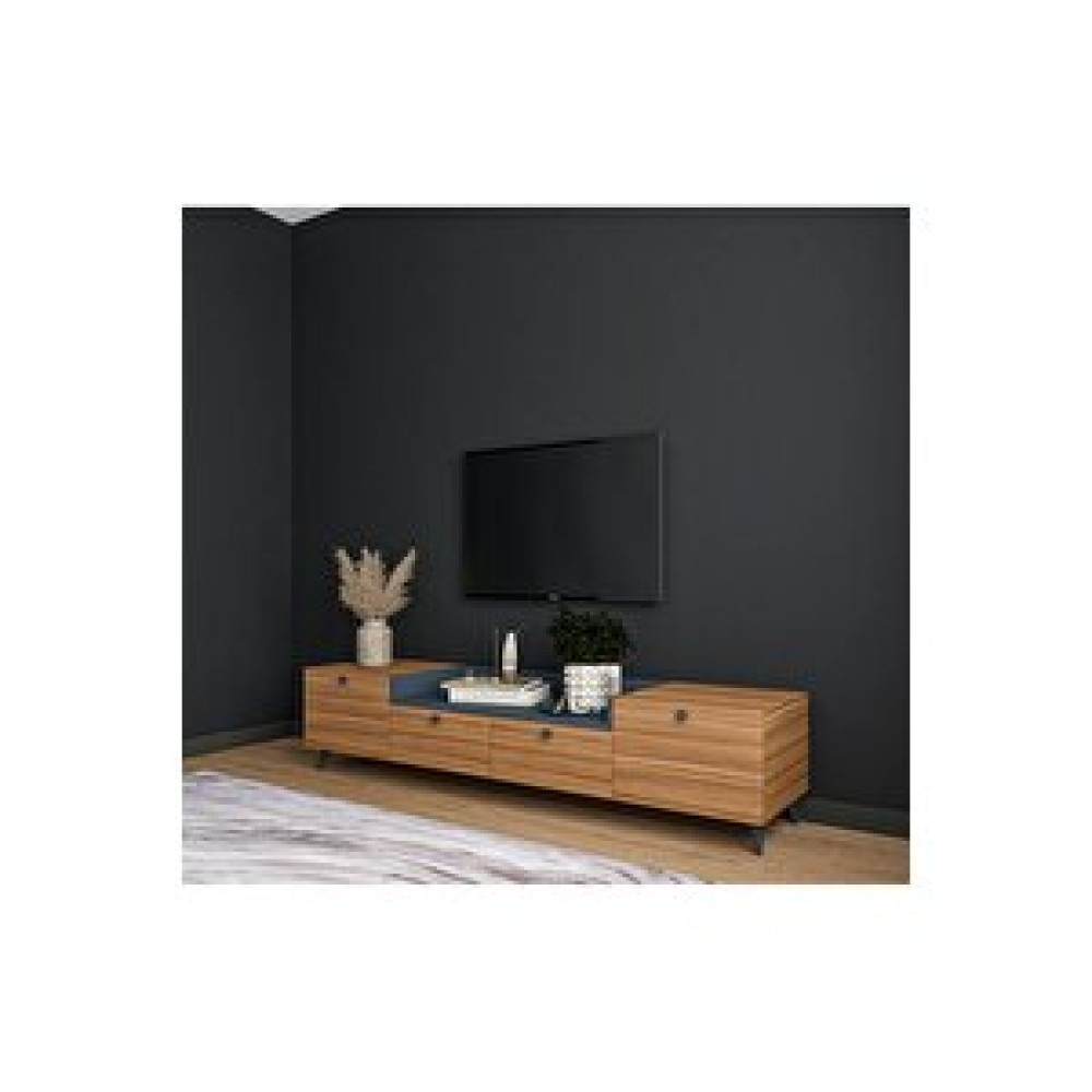 Conceptiva Leon Çift Renkli Tv Sehpası 160 Cm 4 Kapaklı Tv Ünitesi Ceviz-Antrasit Tv Ünitesi / Sehpası Fiyatı