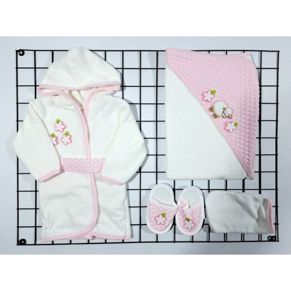 Concon Kuzulu Bornoz Set - Pembe - 0 - 1 Yaş Bebek Banyo-Tuvalet Fiyatı