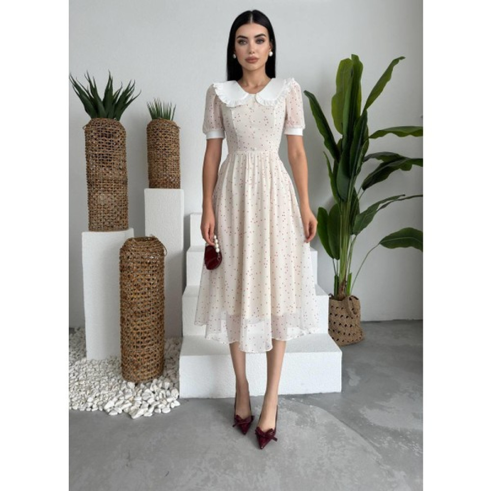 Concon Moda Bebe Yaka Şifon Marli Midi Elbise Elbise Fiyatı