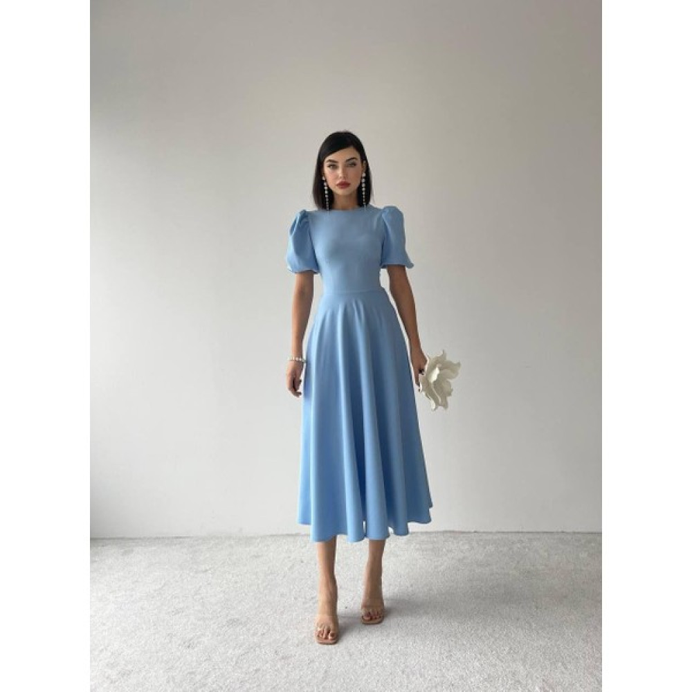 Concon Moda Viki Midi Boy Kloş ELBISE-4414 - Bebe Mavi Elbise Fiyatı