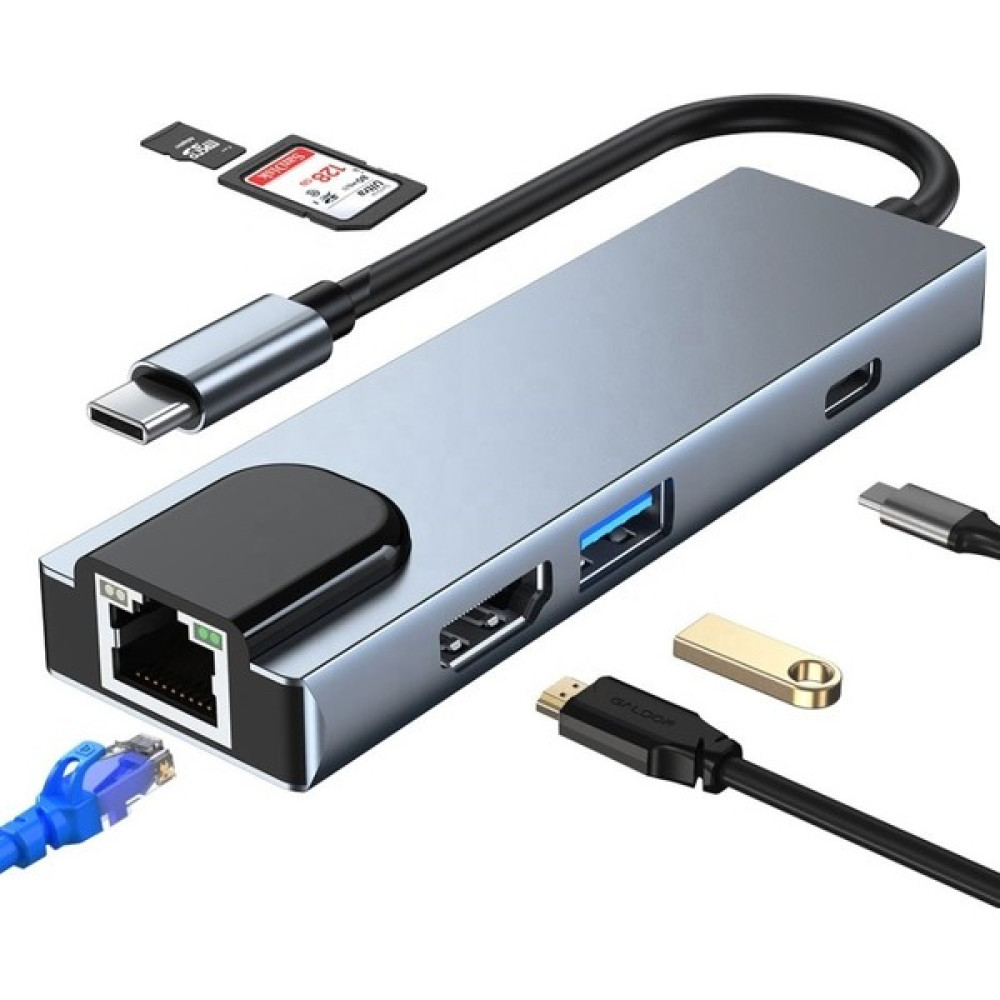 Concord BYL-2017 Type-C To Hdtv Lan USB Pd USB Hub - Gri USB & Firewire Ürünleri Fiyatı