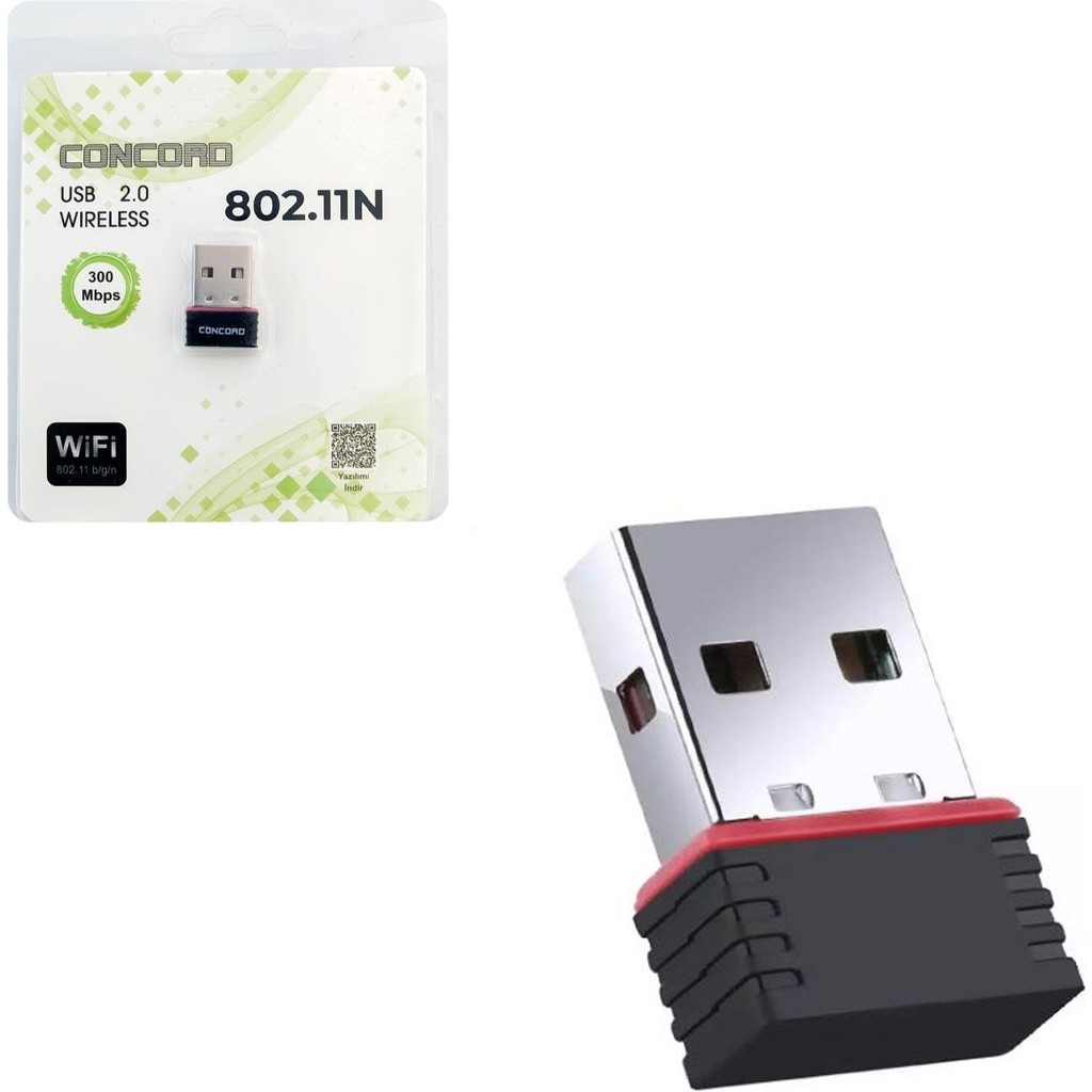 Concord W-1 Wifi Adaptör 300 Mbps USB 2.0 Kablosuz Bağlantı Hızı ile Yüksek Performans Wireless Adaptör Fiyatı