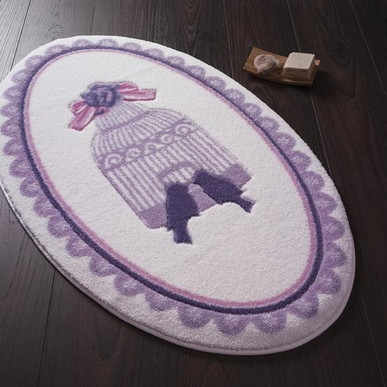 Confetti Bird Cage Oymalı Mor 66x107cm Banyo Halısı