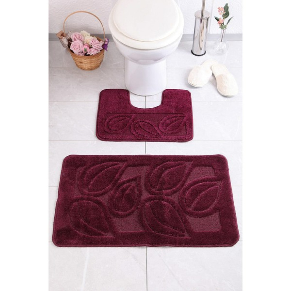 Confetti Flora Ps 50 x 80 40 x 50 Patlıcan Banyo Halısı - Vişne Klozet Takımı Fiyatı