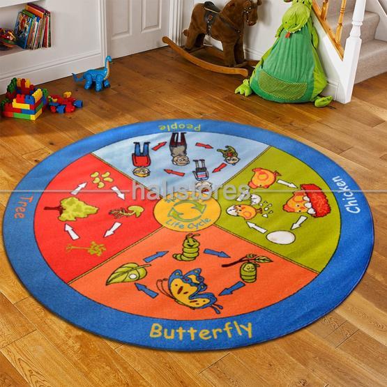 Confetti Life Cycle Anti-slip Fb Bukle Mavi 200x200 cm Çocuk Halısı