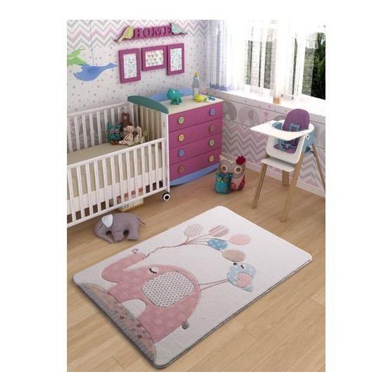 Confetti Spotty Elephant Oymalı Açık Pembe 100x150 cm Çocuk Halısı