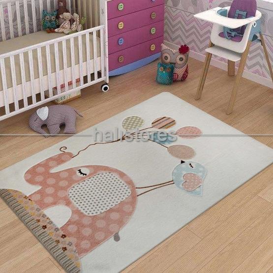 Confetti Spotty Elephant Oymalı Açık Pembe 100x150 cm Çocuk Halısı
