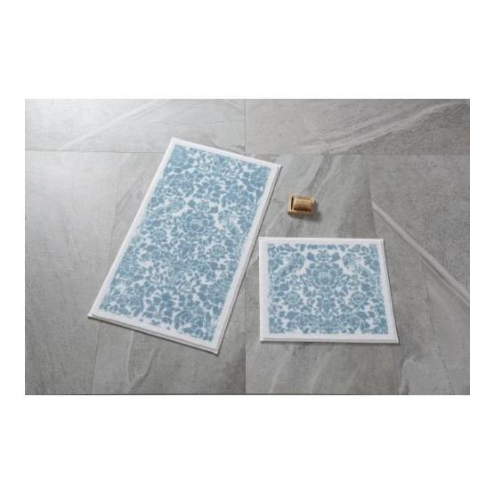 Confetti Stencil Antik 57x100-50x57 cm Mavi Banyo Halısı Banyo Halısı Fiyatı