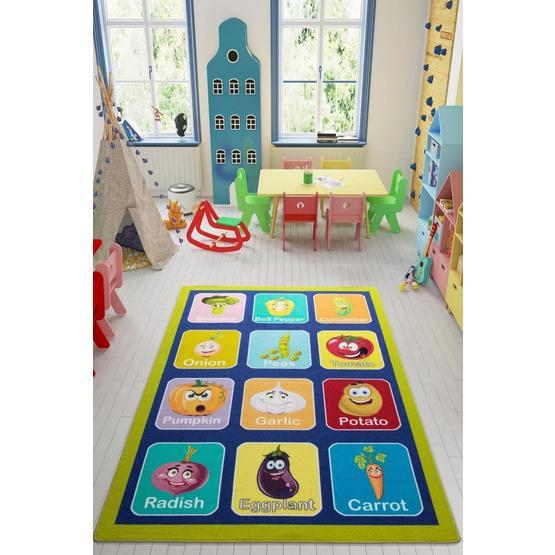 Confetti Vegetables 200X290 Yeşil Bukle Eğitici Çocuk Halısı