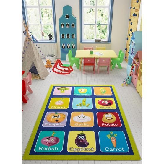 Confetti Vegetables 200X290 Yeşil Bukle Eğitici Çocuk Halısı