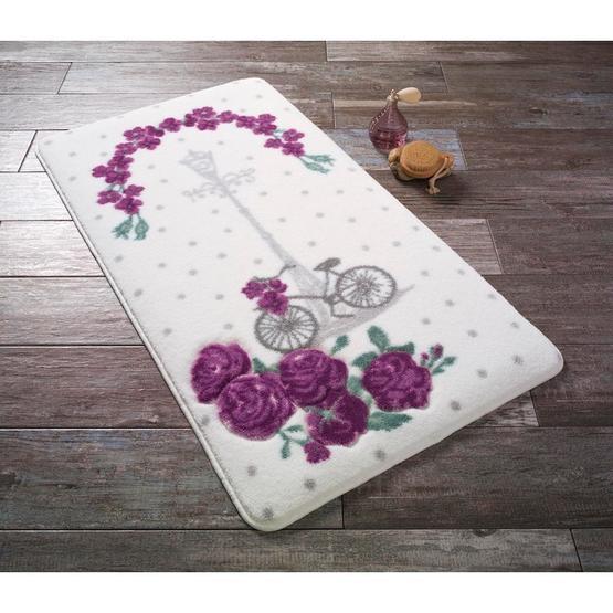 Confetti Vintage Oymalı Mor 80x140 cm Banyo Paspası