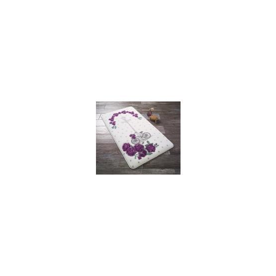 Confetti Vintage Oymalı Mor 80x140 cm Banyo Paspası