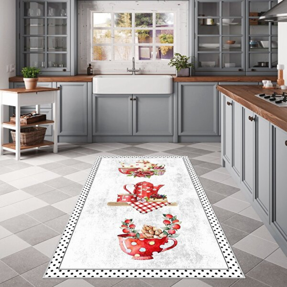 Confidence Home Dijital Baskı Yıkanabilir Kaymaz Taban Mutfak Halısı - Beyaz - 60 x 100 cm Salon Halısı Fiyatı