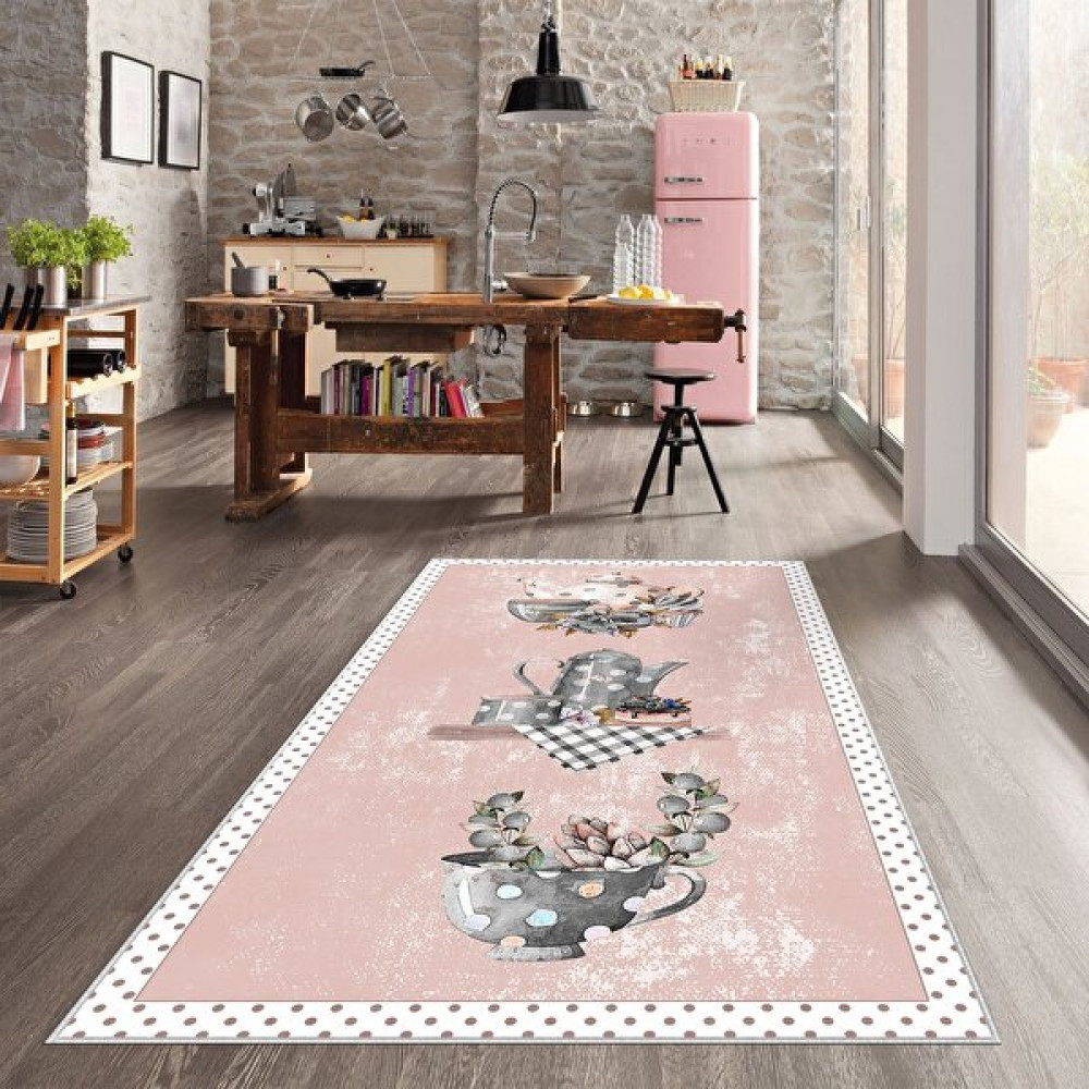 Confidence Home Dijital Baskı Yıkanabilir Kaymaz Taban Mutfak Halısı - Pudra - 80 x 150 cm Salon Halısı Fiyatı