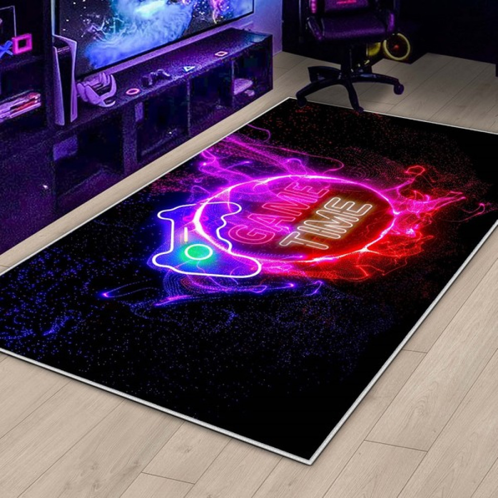 Confidence Home Gamer Halı Oyuncu Odası Için LED Işık Görselli Yıkanabilir Kaymaz Taban Halı Genç Odası Için Halı - 60 x 100 cm - Siyah - Kırmızı Salon Halısı Fiyatı