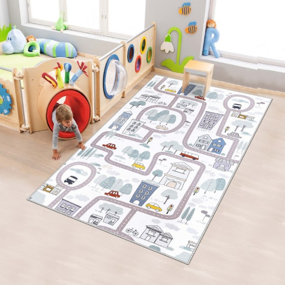 Confidence Home Makinede Yıkanabilir Kaymaz Taban Leke Tutmaz Antialarjik Çocuk Odası Halısı Oyun Matı - 40 x 60 cm - Beyaz Bebek Odası Halı Fiyatı