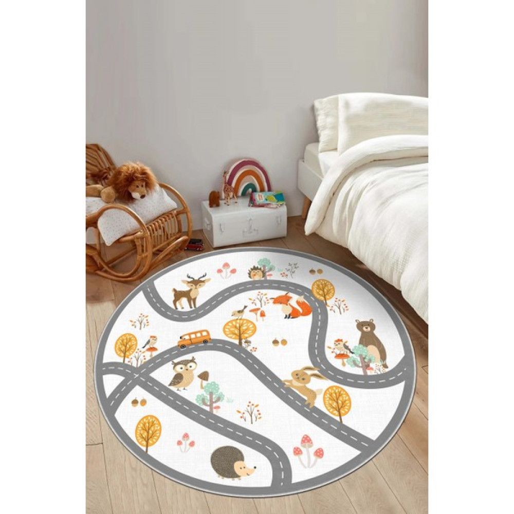 Confidence Home Makinede Yıkanabilir Kaymaz Taban Leke Tutmaz Beyaz Bebek ve Çocuk Odası Halısı - 180 x 180 cm Bebek Odası Halı Fiyatı