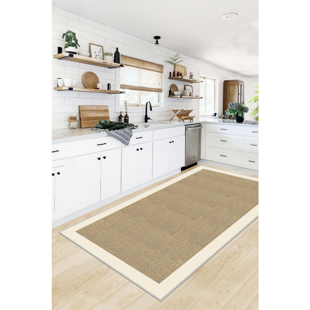 Confidence Home Makinede Yıkanabilir Kaymaz Taban Leke Tutmaz Modern Bej Mutfak Halısı Salon Halısı Ve Yolluk 120 x 400 Beden Banyo Halısı Fiyatı