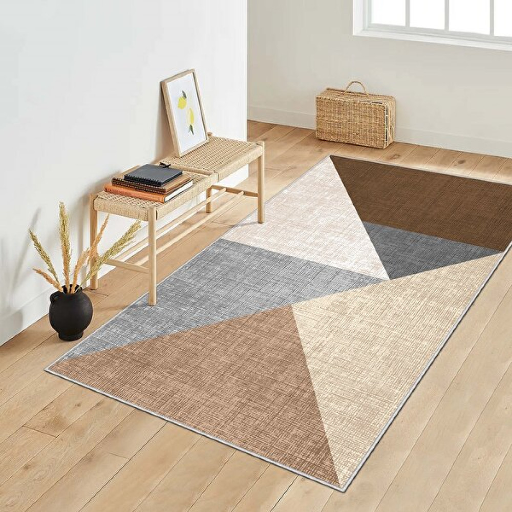 Confidence Home Makinede Yıkanabilir Kaymaz Taban Leke Tutmaz Salon Halısı Mutfak Halısı ve Yolluk - 80 x 150 cm - Kahverengi Salon Halısı Fiyatı