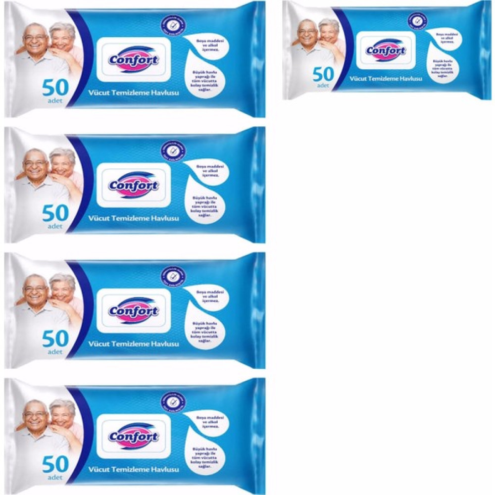 Confort Vücut Temizleme Havlusu 50 Li 5 Adet - 50 Yaprak Bebek Bakım Fiyatı