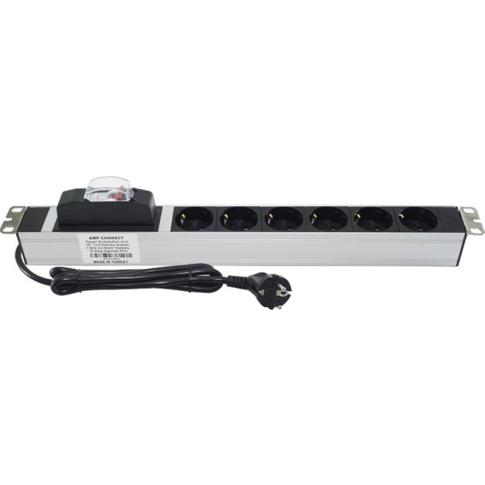 Connect 19" 1u 6'lı Schuko Soketli Alüminyum Rack Kabin Grup Prizi Pdu Sunucu Fiyatı