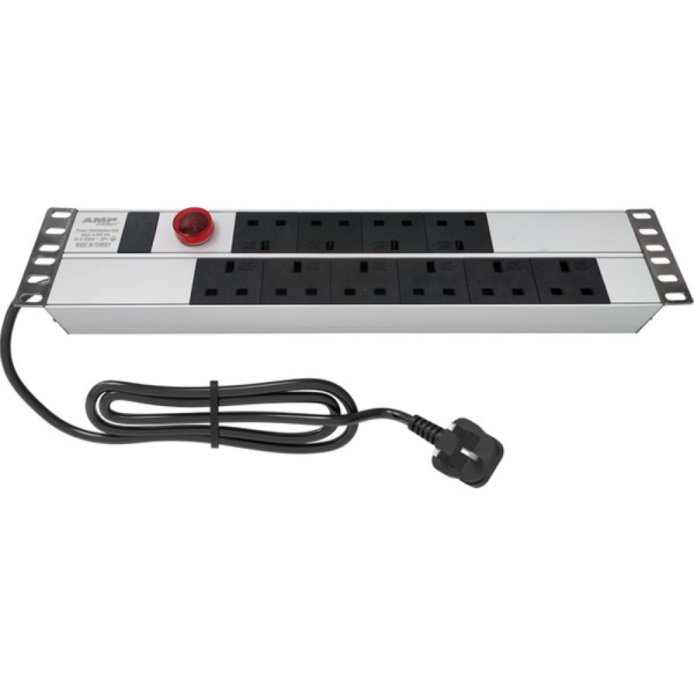 Connect 19″  2u  10 Way Brıtısh Type BS1363 Socket Wıth Current And Voltage Dısplay , 3x1,5 Mm² Nymhy Cable, BS1363 Plug Alumınıum Profıle Frame Pdu Oto Boyaları Fiyatı