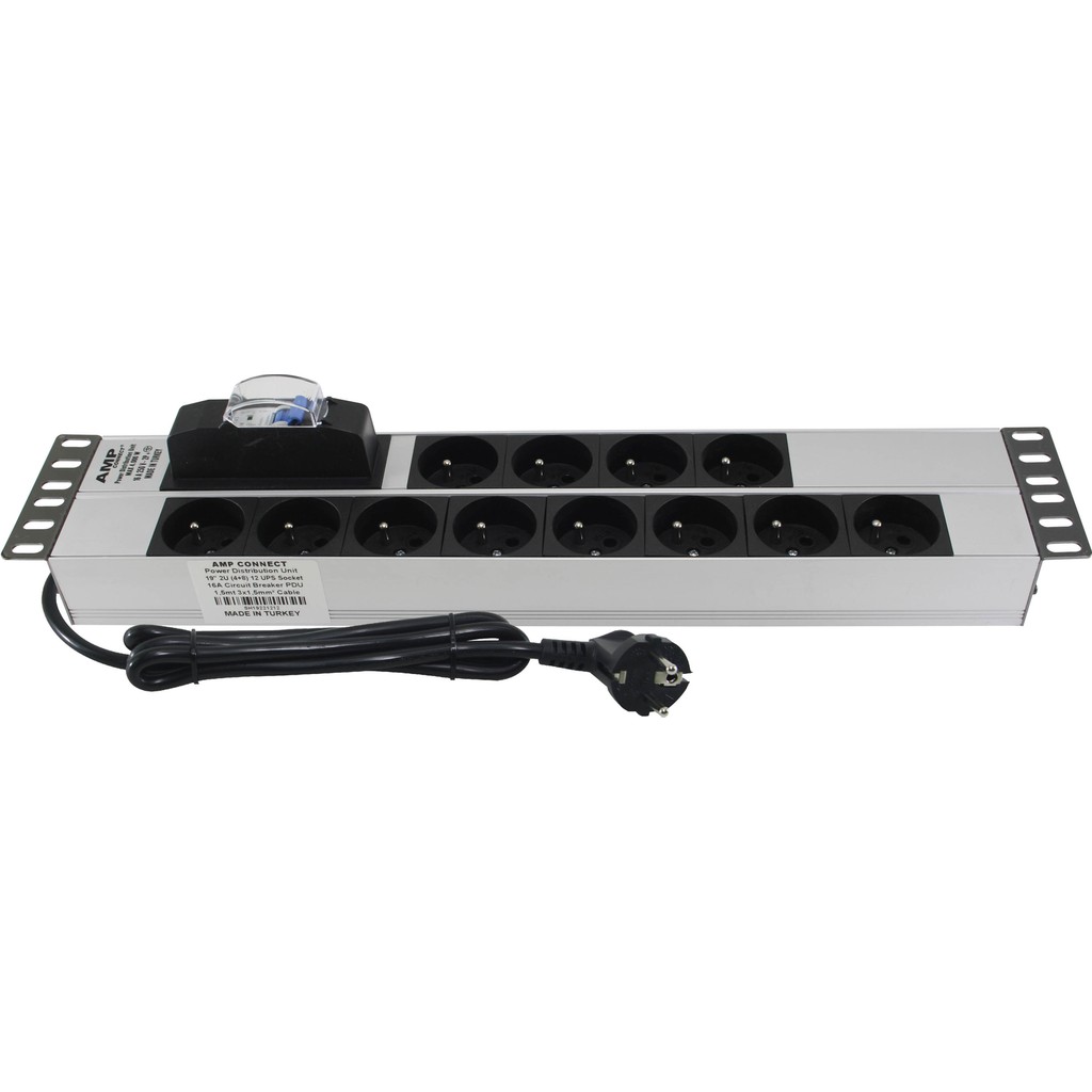 Connect 19" 2u 12'li Fransız Ups Sigortalı Alüminyum Rack Kabin Prizi Pdu Kesintisiz Güç Kaynakları (UPS) Fiyatı