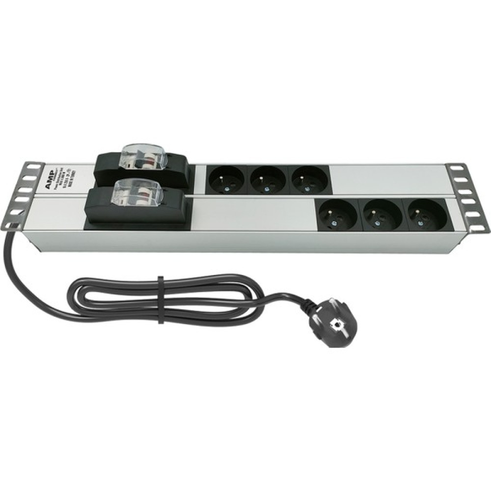 Connect 19'' 2u (3+3) 6 Way French Type Nfc 61314 Socket Cırcuıt Breaker Connected, 3x1,5 Mm² Nymhy Cable, DIN49441 Plug Alumınıum Profıle Frame Pdu Oto Boyaları Fiyatı