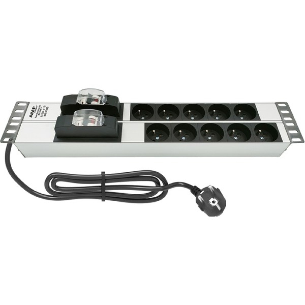 Connect 19'' 2u (5+5) 10 Way French Type Nfc 61314 Socket Cırcuıt Breaker Connected, 3x1,5 Mm² Nymhy Cable, DIN49441 Plug Alumınıum Profıle Frame Pdu Oto Boyaları Fiyatı