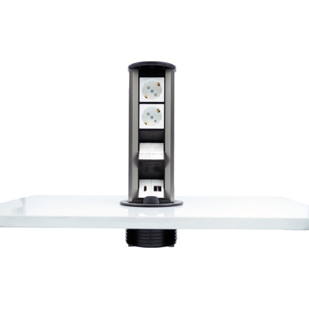Connect 2 Şebeke Soketli 2 Data 1 HDMI 2 USB Şarj Girişli Masa Üstü Silindir Bas Aç Kablolar Dahil Prizler Fiyatı