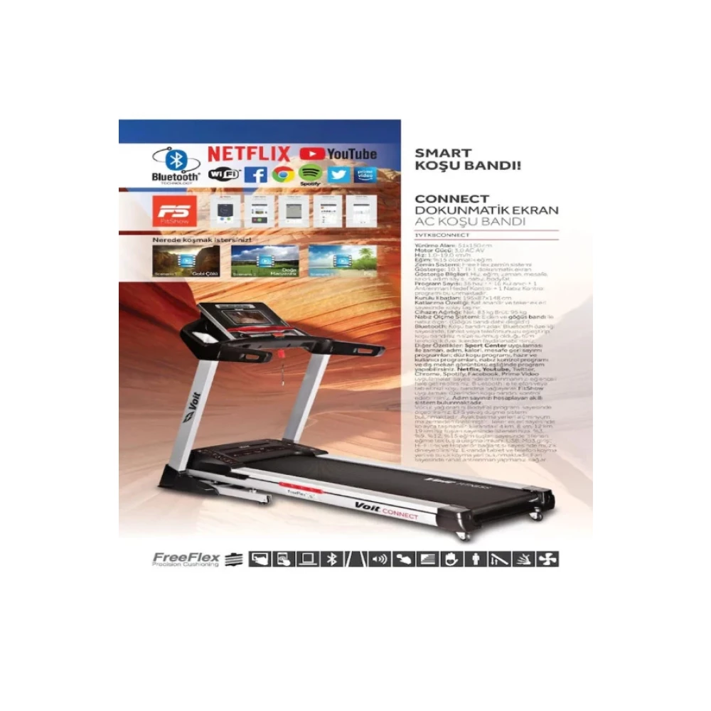 Connect 3 Hp Otomatik Egimli Kosu Bandi Koşu Bantları Fiyatı