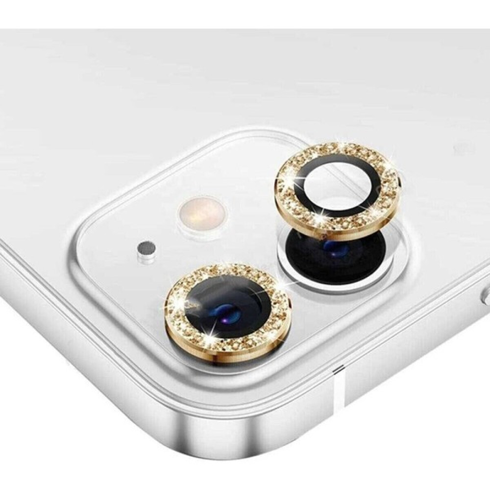 Conocer Iphone 11/12/12 Mini Uyumlu Swarovski Taşlı 3D Kamera Lens Koruyucu Gold [2'li Set] - iPhone 11 Cep Telefonu Kılıfı Fiyatı