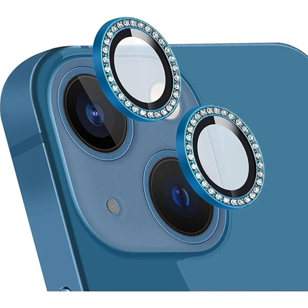 Conocer Iphone 11/12/12 Mini Uyumlu Swarovski Taşlı 3D Kamera Lens Koruyucu Sierra Mavisi [2'li Set] - iPhone 11 - Blue Cep Telefonu Kılıfı Fiyatı