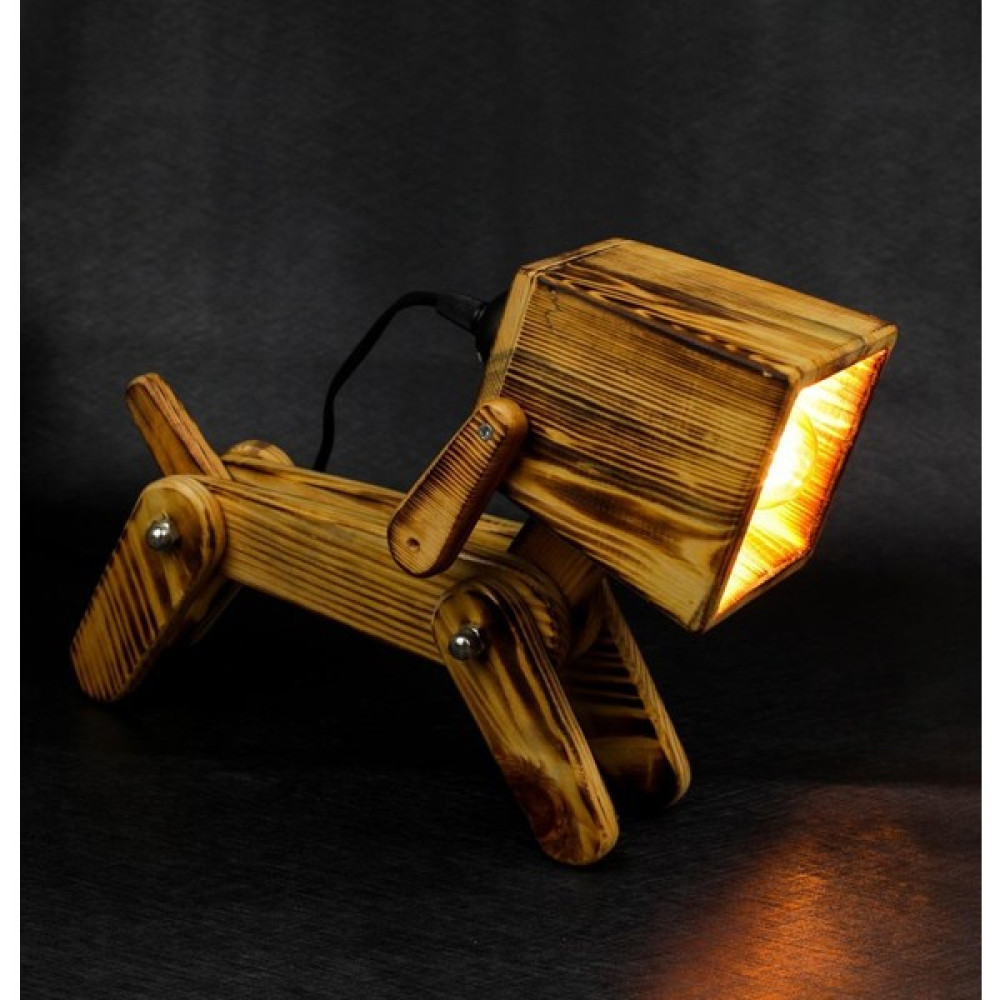 Conqueror Wood Köpek Model Doğal Ahşap Masa Lambası - Ahşap Rengi Masa Lambası Fiyatı