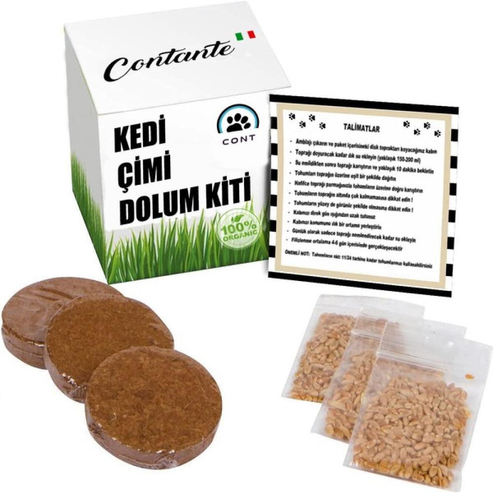 CONT Organik Kedi Çimi Dolum Kiti (Tüy Yumağı Önleyici) Evcil Hayvan Ürünleri Fiyatı