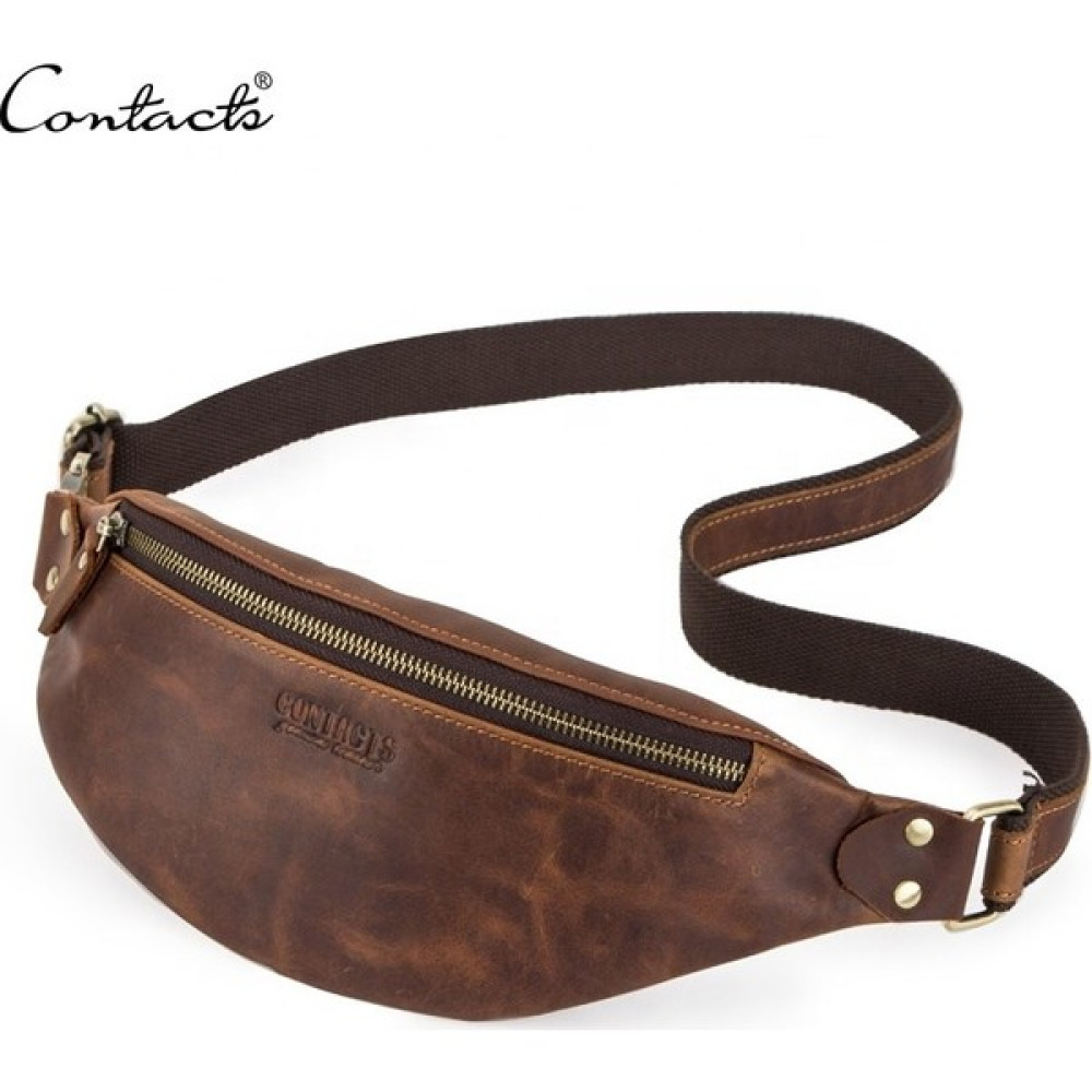 Contacts Pervalle - Natural Deri Vintage Bel Çantası Erkek Bel Çantası Fiyatı